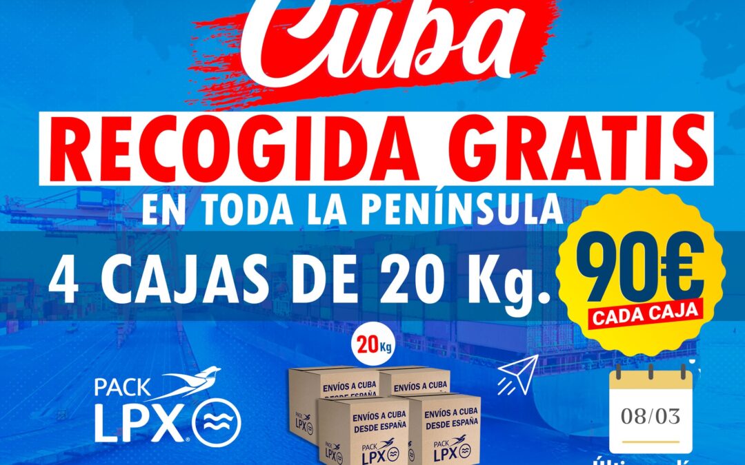 Envíos Marítimos a Cuba – Recogidas gratis más de 4 cajas de 20 kg