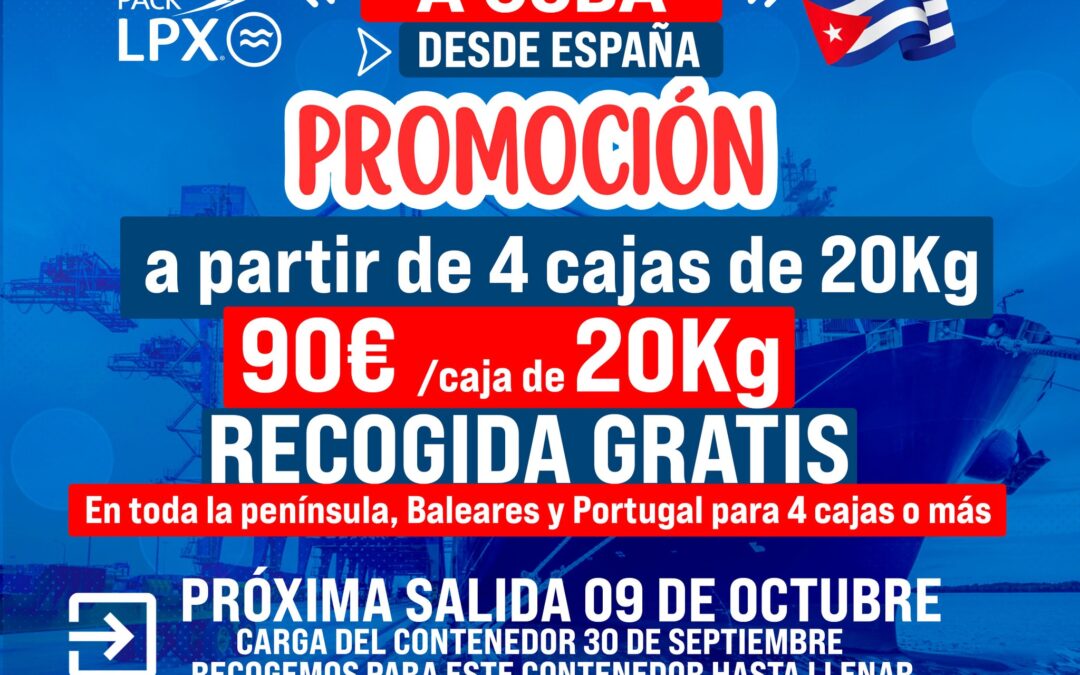 Promoción envíos marítimos a Cuba – Septiembre 2024