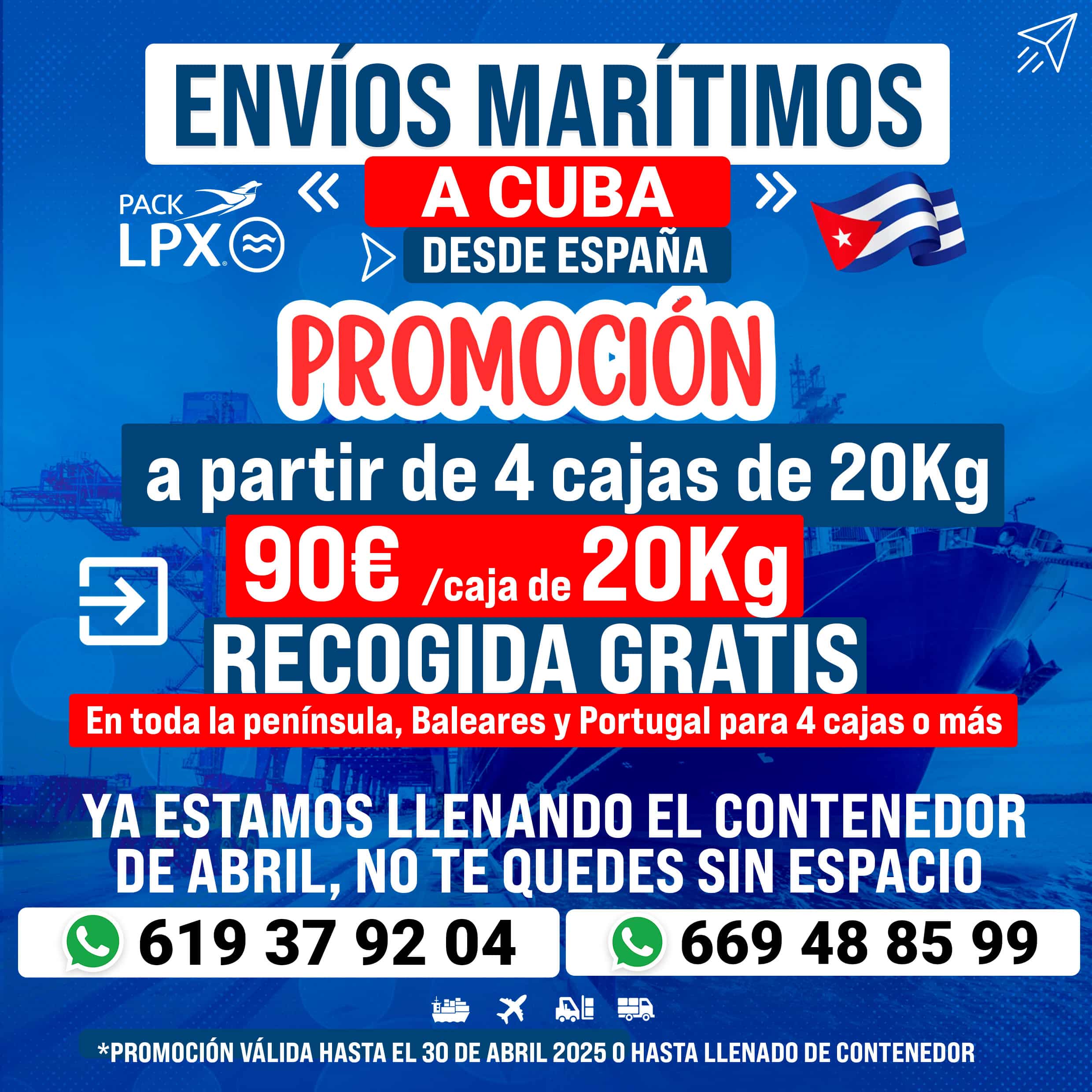 Env&iacute;os mar&iacute;timos a cuba